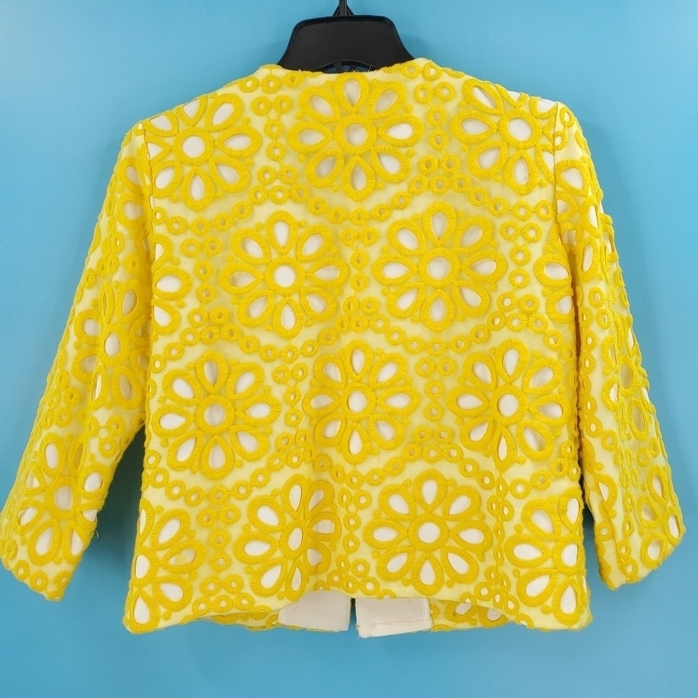 TS white retro jacket yellow crochet overlay 6 - Picture 9 of 15